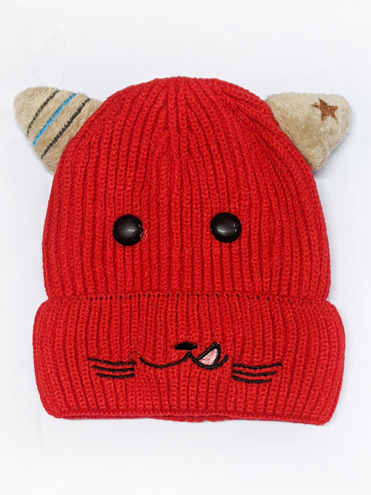 Red Beanie Winter Caps For Kids/Unisex Winter Hat/Warm Knitted Beanie for Kids KWC13