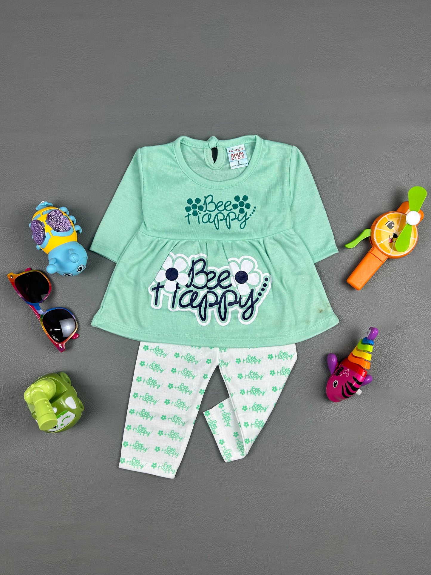 3Mth - 9Mth Be Happy Light Green Baby Suit For Newborn NBS251