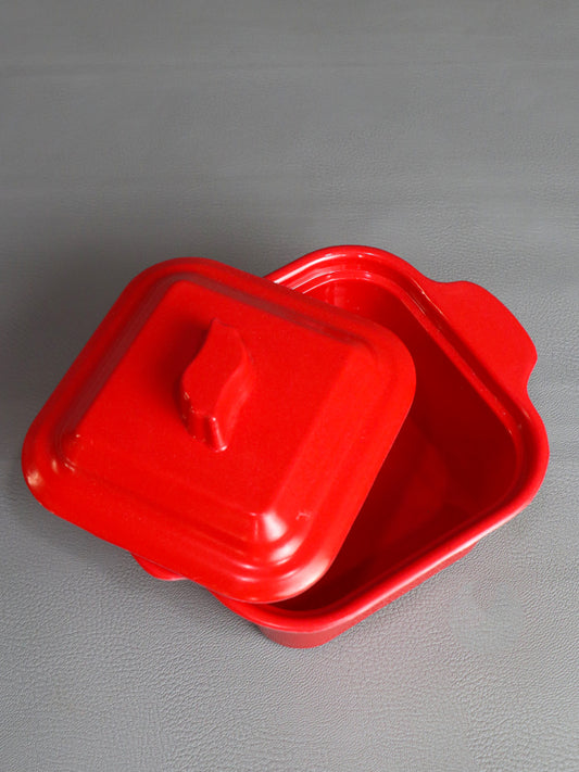 Red Melamine Square Shape Mini Bowl