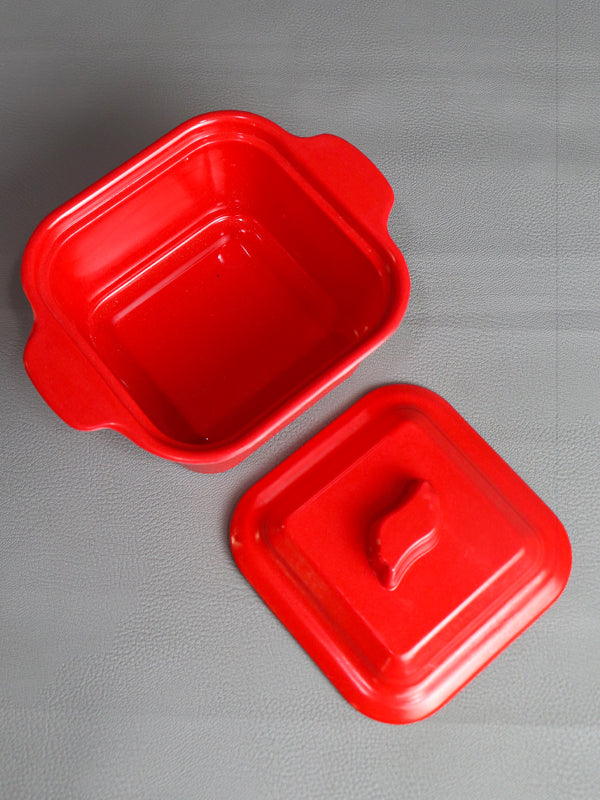 Red Melamine Square Shape Mini Bowl