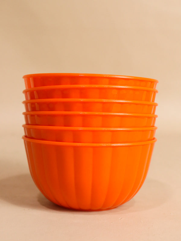 Orange Pack Of 6 Plastic Bowls MB14