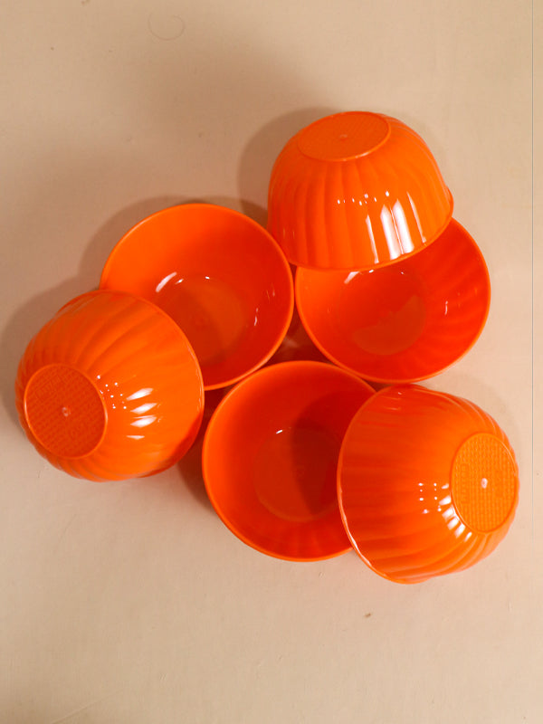 Orange Pack Of 6 Plastic Bowls MB14