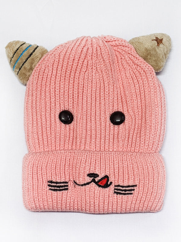 Pink Beanie Winter Caps For Kids/Unisex Winter Hat/Warm Knitted Beanie for Kids KWC13