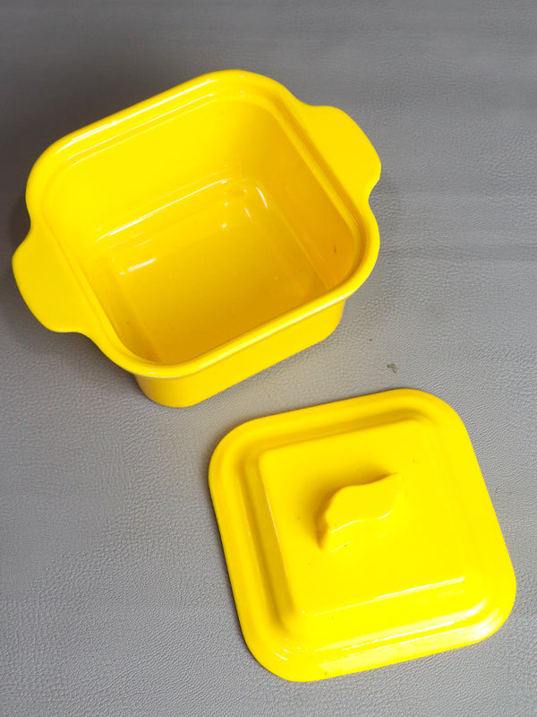 Yellow Melamine Square Shape Mini Bowl