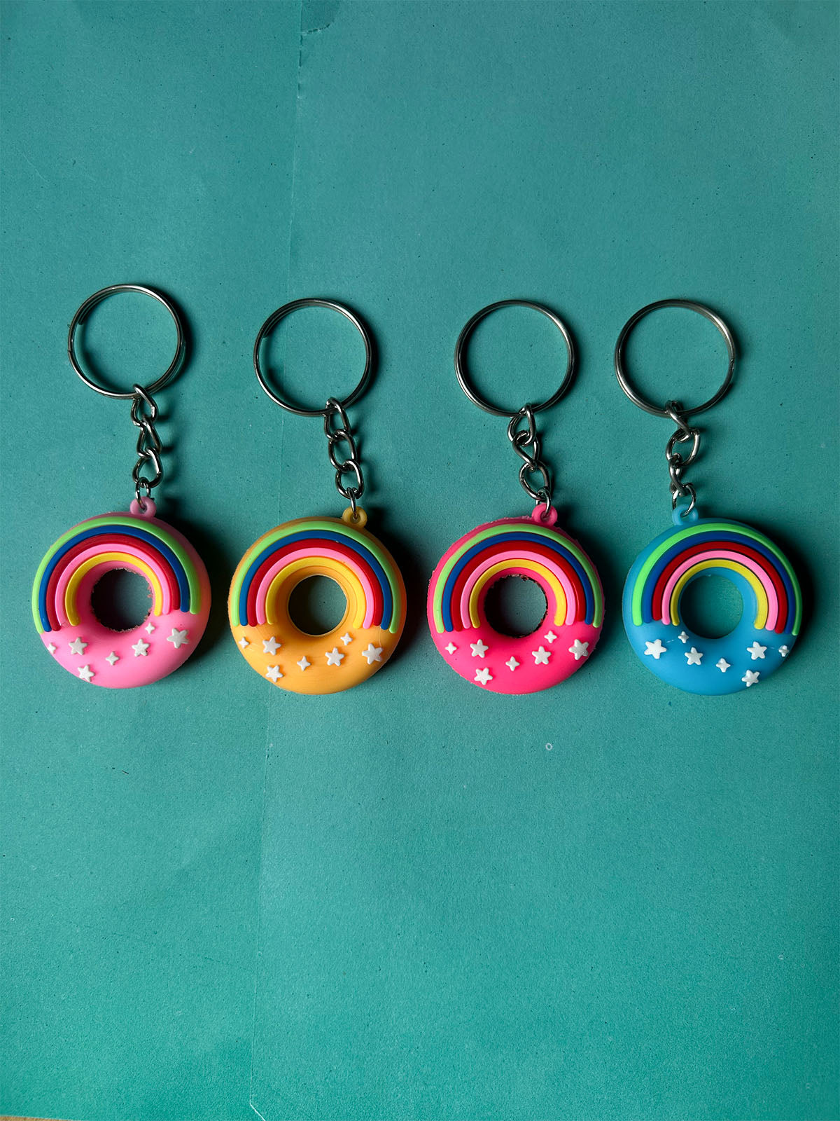 KC39 Pack of 4 Rainbow Key Chain Multicolor