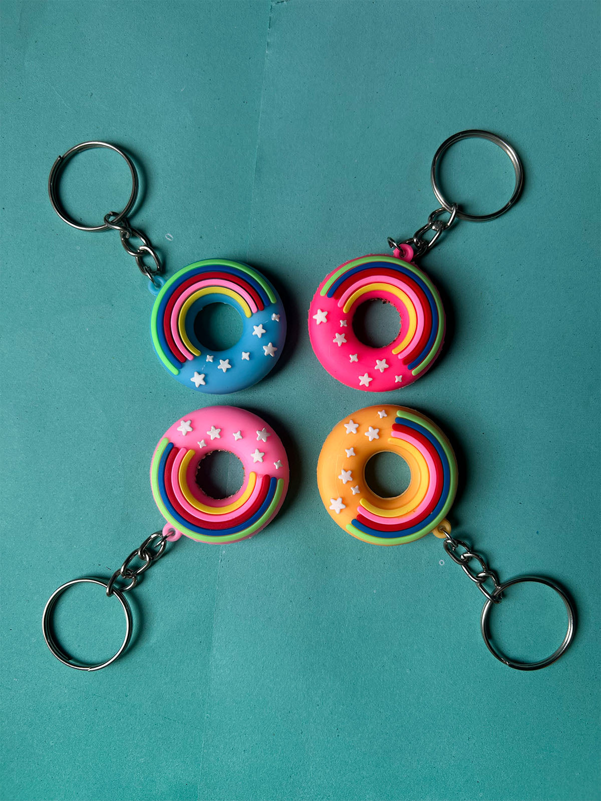 KC39 Pack of 4 Rainbow Key Chain Multicolor