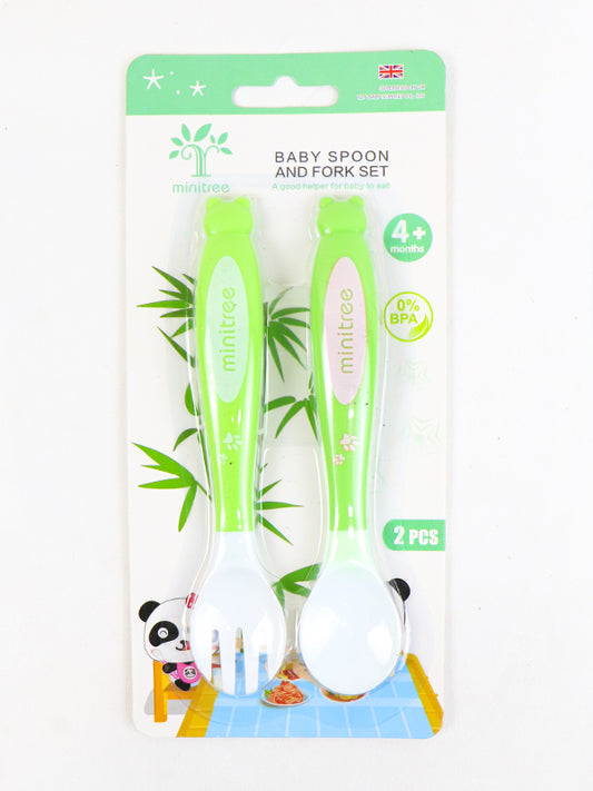 Baby Spoon Fork Set Green