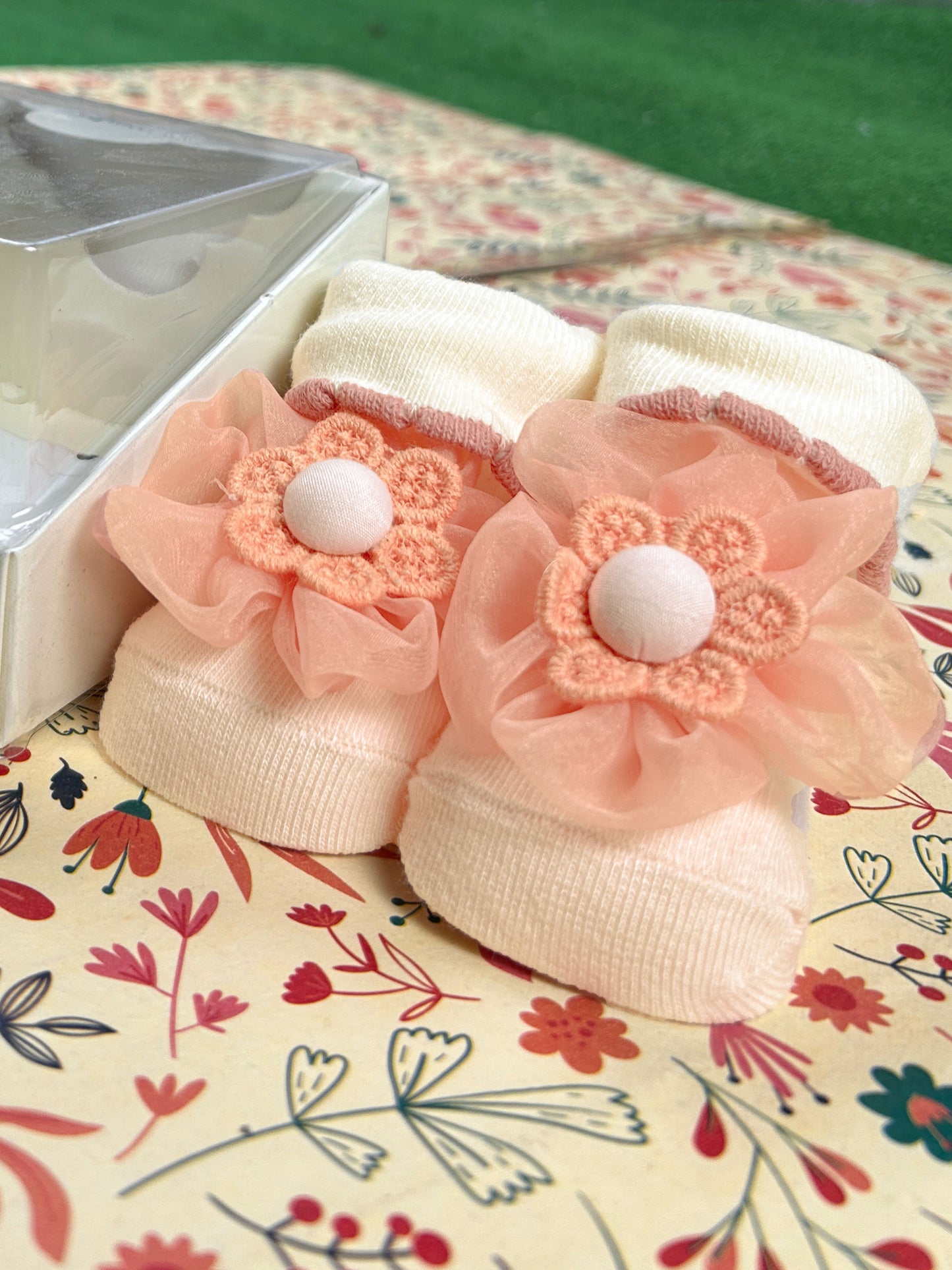 Floral Booties For Newborn NB12