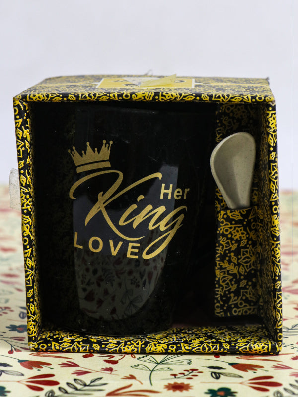 King Black Coffee Mug with Spoon