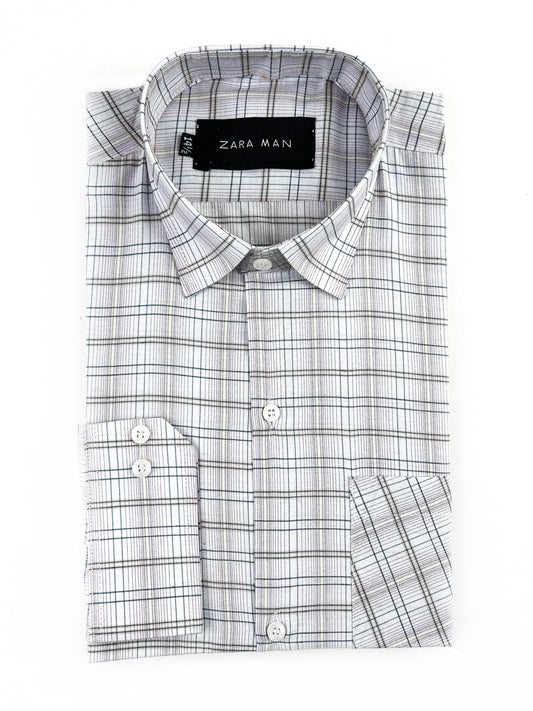 White Checks Formal Dress Shirt For Men MFS322