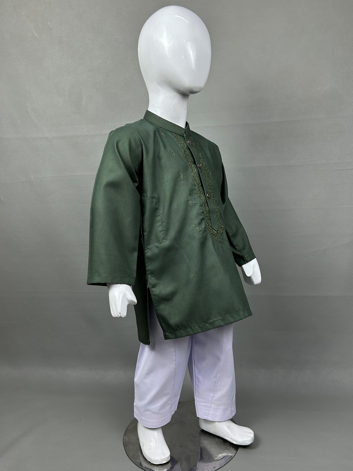 2Yrs - 14Yrs 720 Dark Green Kameez Shalwar Suit For Boys AM BKS120