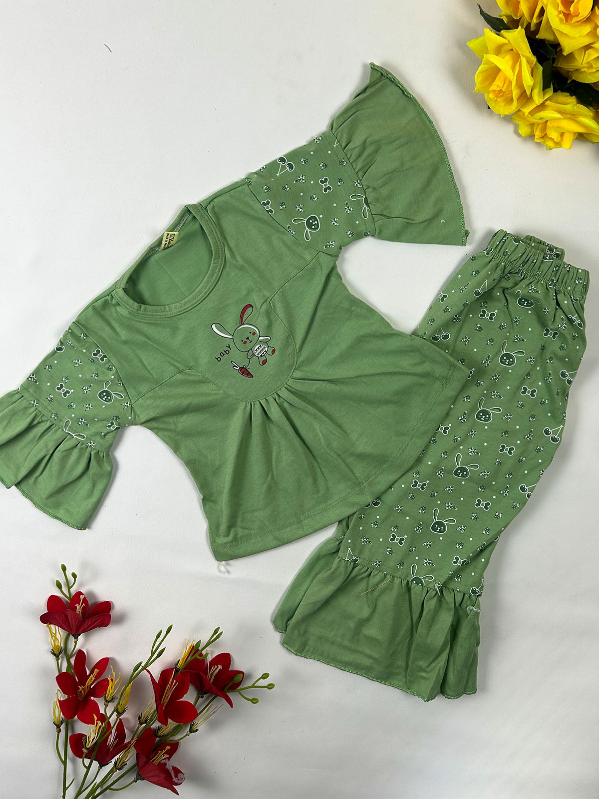 1Yr - 4Yrs Green Suit For Girls GS574
