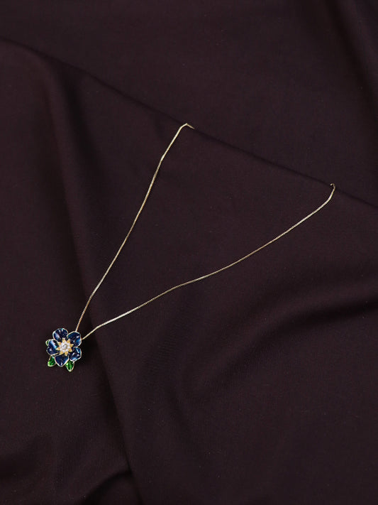Enamel Flower Pendant Necklace Black