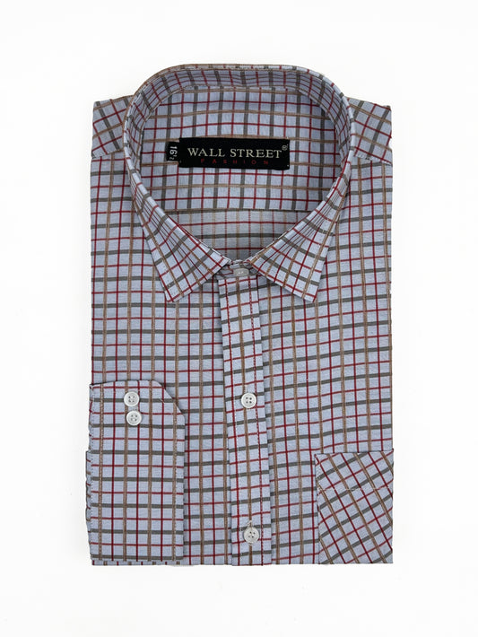 Light Grey Checks Formal Dress Shirt For Men AZ MFS213