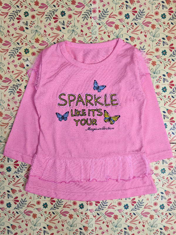 2Yrs - 7Yrs Sparkle Pink T-Shirt For Girls SK GTS15