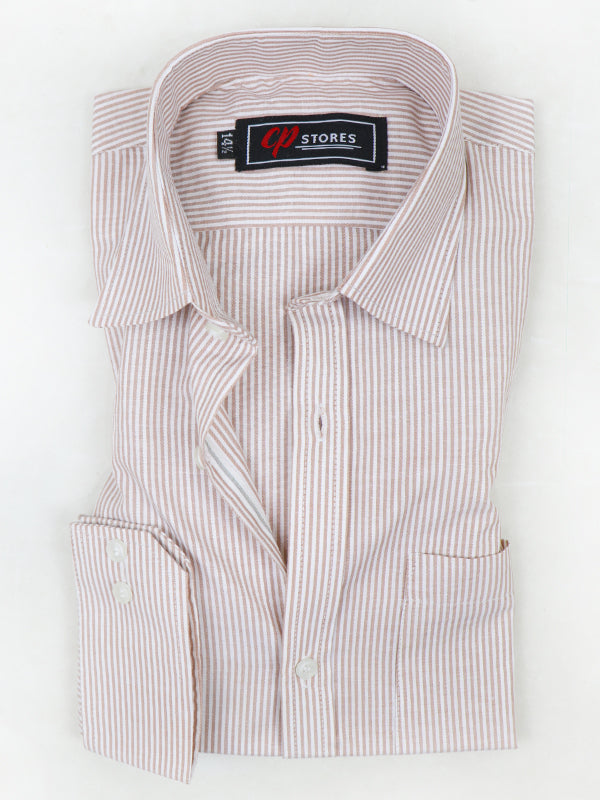 Mfs39 Az Men's Formal Dress Shirt Light Brown Lines – The Cut Price