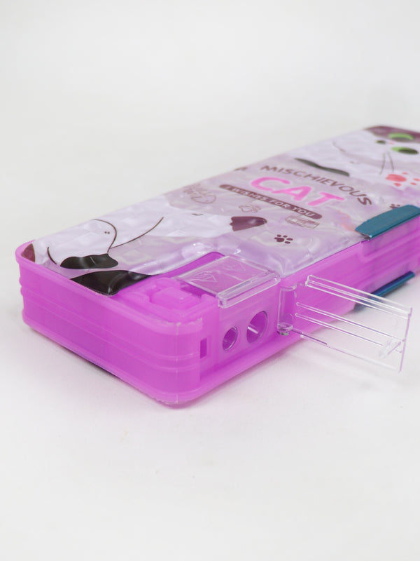 PB20 Pencil Box with 2 Sharpeners For Kids Cat Pink