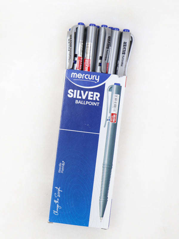 Mercury Silver Ball Point Pens 0.7mm - 10Pcs