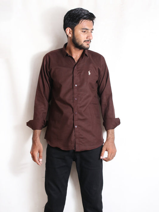 Men's Chambray Casual Shirt Dark Brown