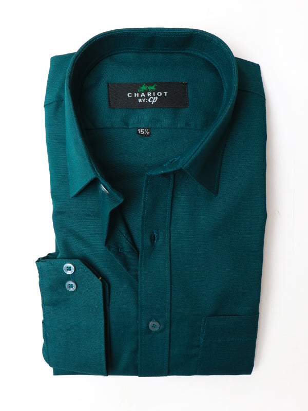 Z Men's Plain Chambray Formal Dress Shirt Dark Sea Green