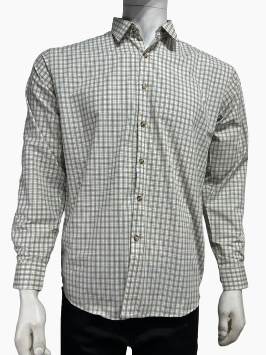 Light Green Checks Casual Shirt For Men MCS90