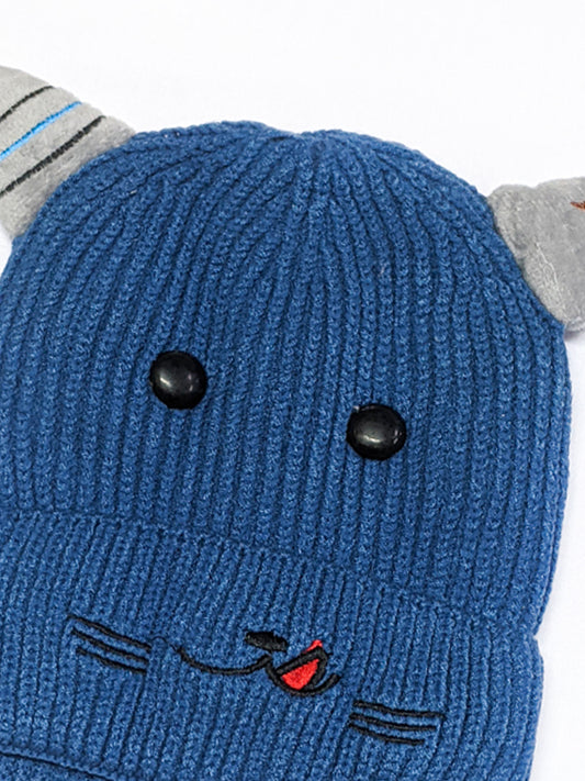 Blue Beanie Winter Caps For Kids/Unisex Winter Hat/Warm Knitted Beanie for Kids KWC13