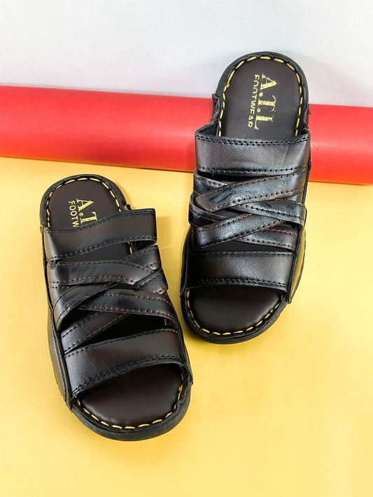 Dark Brown Casual Slippers for Men MC142