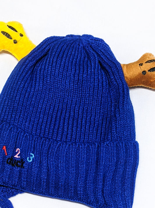 Navy Blue Beanie Winter Caps For Kids/Unisex Winter Hat/Warm Knitted Beanie for Kids KWC14