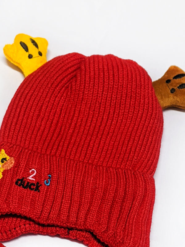 Red Beanie Winter Caps For Kids/Unisex Winter Hat/Warm Knitted Beanie for Kids KWC14