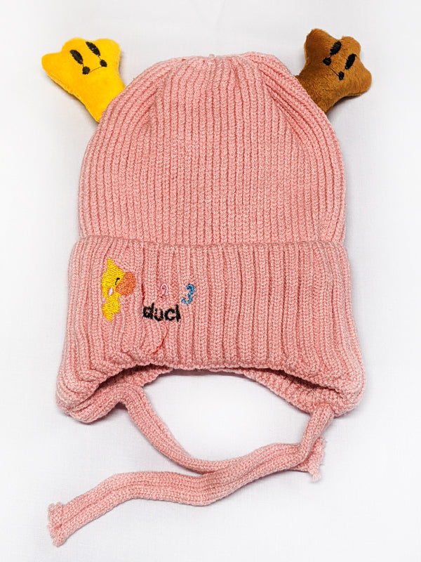 Light Peach Beanie Winter Caps For Kids/Unisex Winter Hat/Warm Knitted Beanie for Kids KWC14