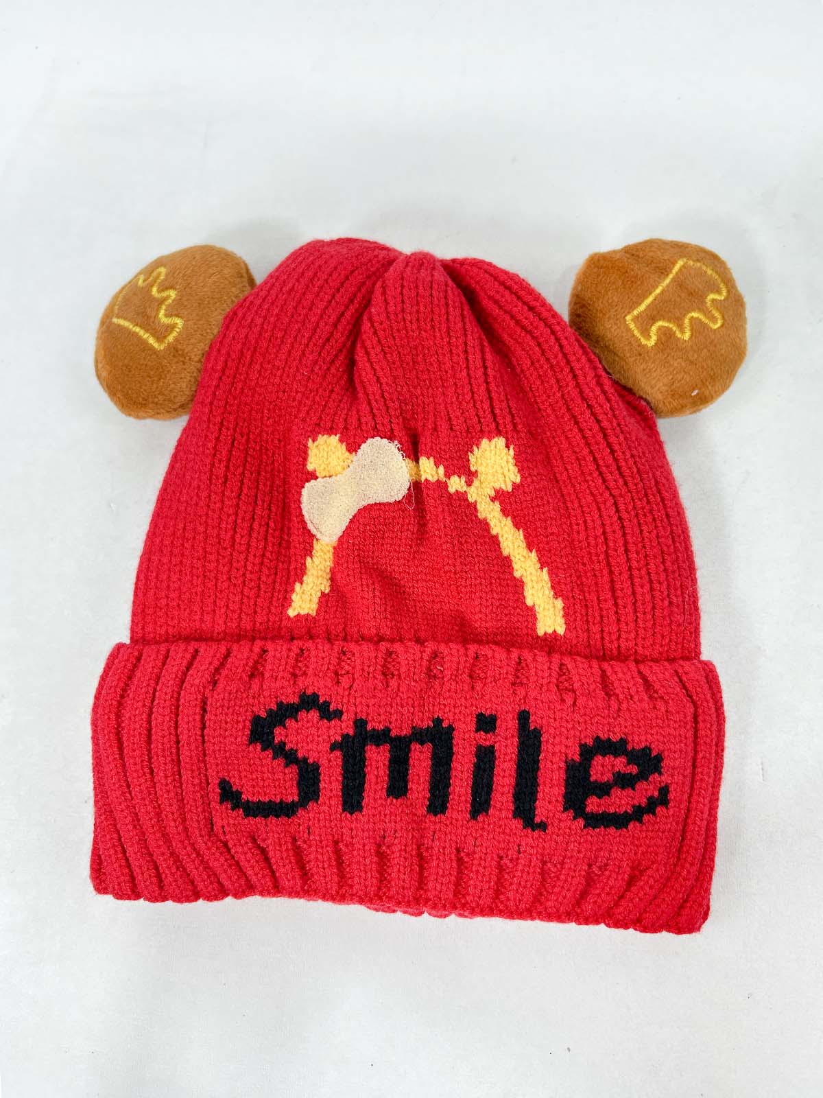 Smile Red Beanie Winter Cap For Kids BWC38