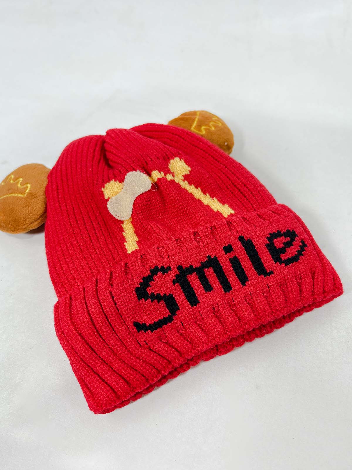Smile Red Beanie Winter Cap For Kids BWC38