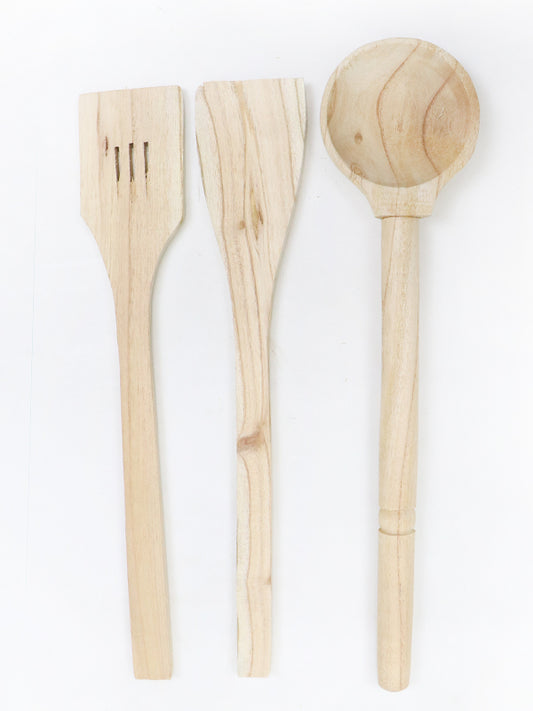 3 Pcs Kitchen Utensils Wood Cooking Spoons