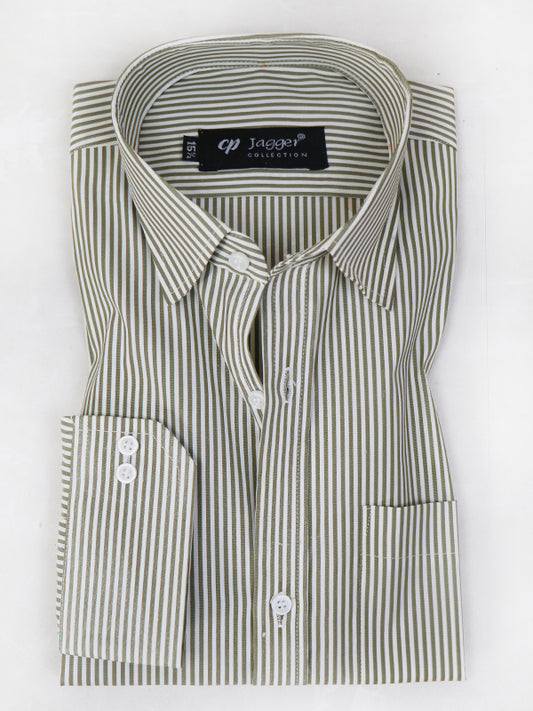 MFS08 Men's Formal Dress Shirt Light Green Lines