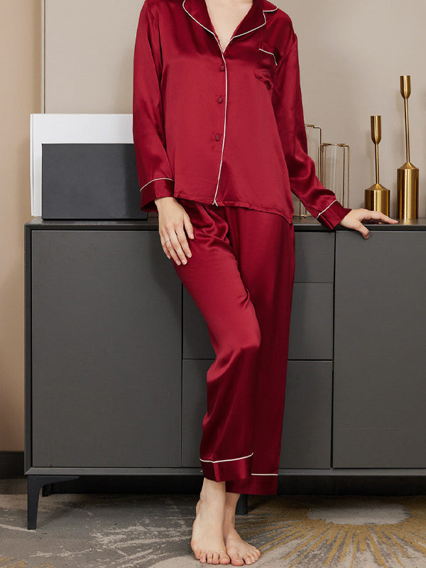 Maroon Plain Silk Night Suit For Womens/Girls WNS01