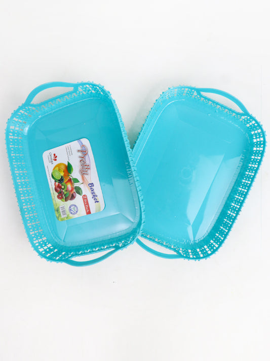 Sea Green Pack of 2 Multipurpose Tray Baskets for Fruits & Vegetables Storage