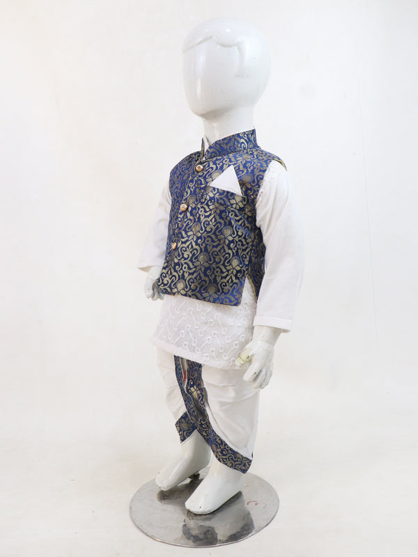 BKS30 3Pcs Boys Waistcoat Kameez Shalwar Suit 3 Mth - 8 Yrs Blue