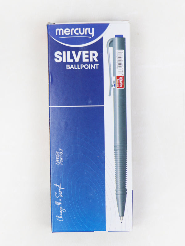 Mercury Silver Ball Point Pens 0.7mm - 10Pcs