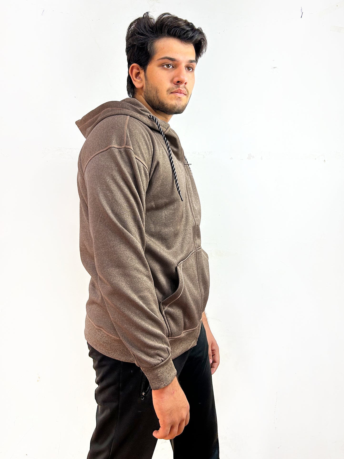 Light Brown Zipper Hoodie For Men MG MH19