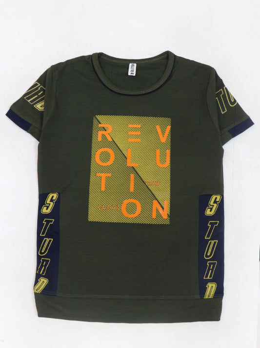 BTS06 Hello Too Boys T-Shirt 4Yrs - 8Yrs Revolution Dark Green
