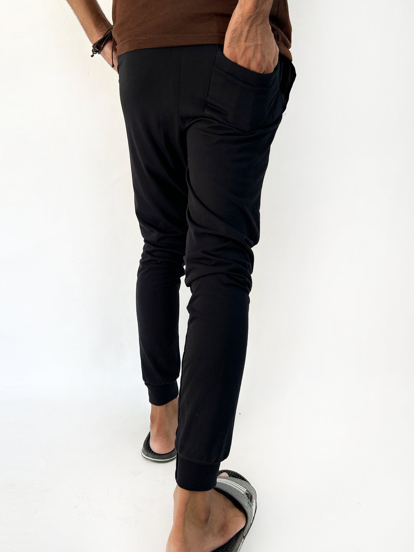 Black Plain Jersey Trouser For Men SN MT100