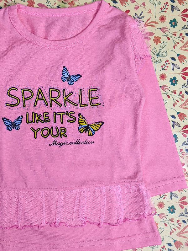 2Yrs - 7Yrs Sparkle Pink T-Shirt For Girls SK GTS15