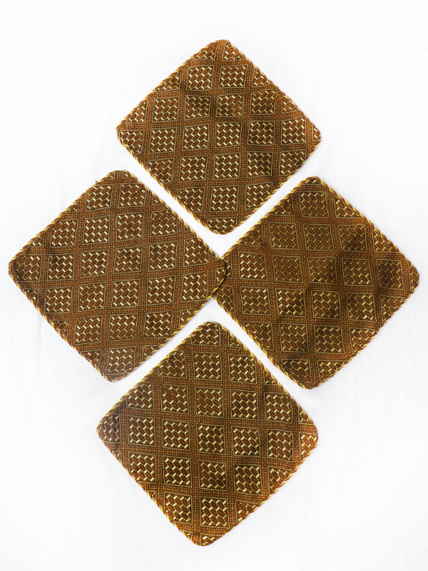 Brown Pack Of 4 Pillow/Cushion Cover 04 14" x 14"