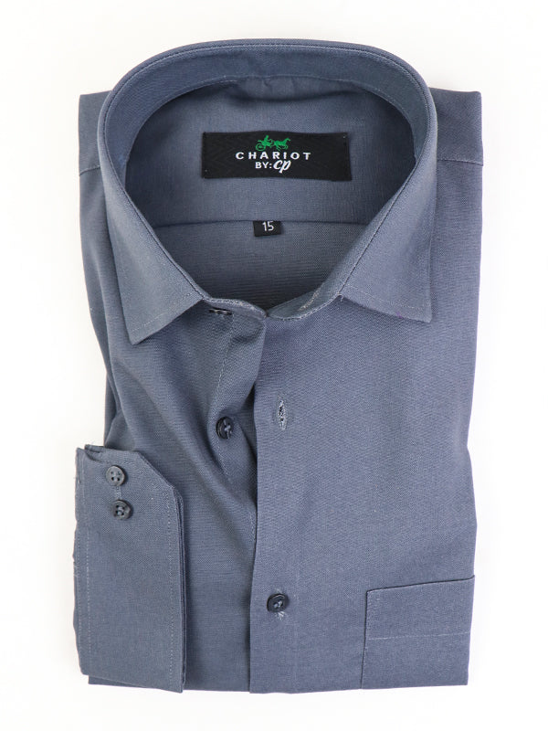 Z Men's Plain Chambray Formal Dress Shirt Slate Grey