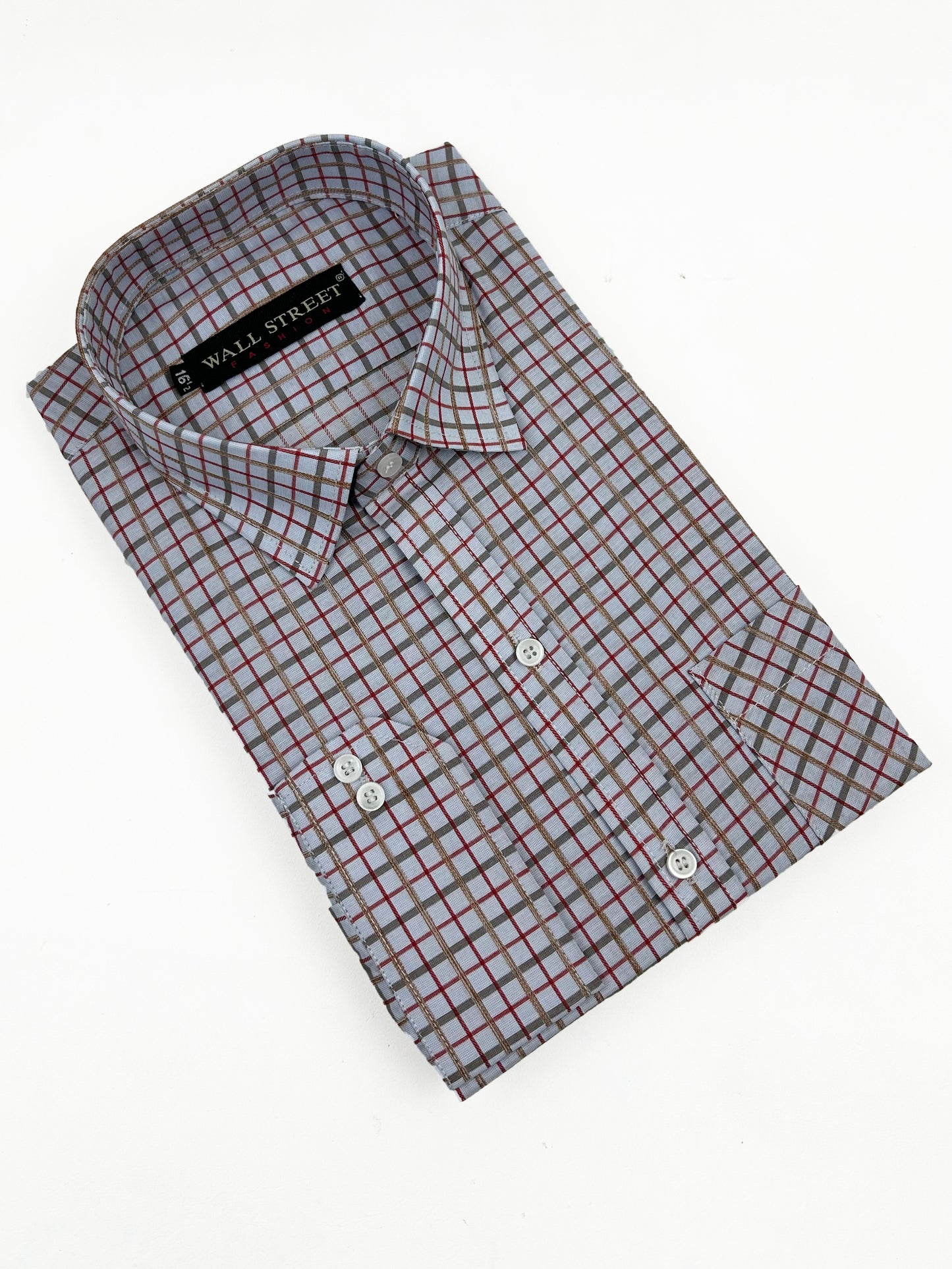 Light Grey Checks Formal Dress Shirt For Men AZ MFS213