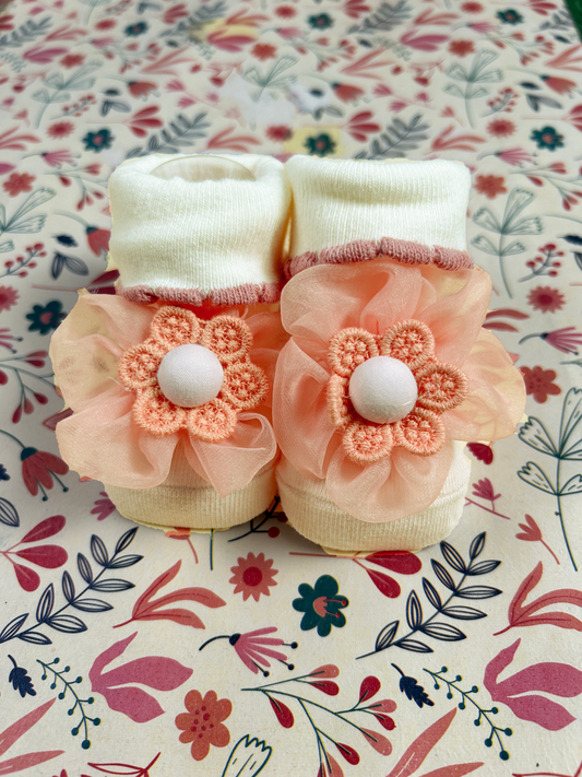 Floral Booties For Newborn NB12