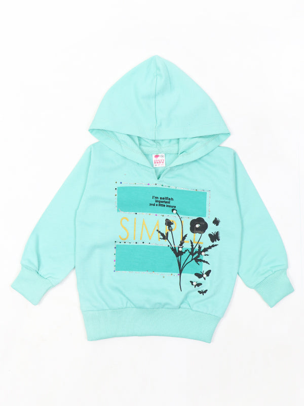 MZ Girls Hooded T-Shirt 1 Yrs - 4 Yrs Simple Light Turquoise