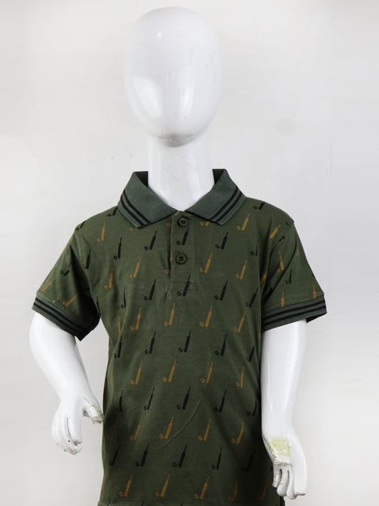 BTS01 MM Boys Polo T-Shirt 2.5Yrs - 8Yrs Batball Green