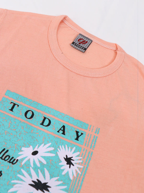 1 Yrs - 4 Yrs Soul Light Peach T-Shirt For Girls MZ GTS13