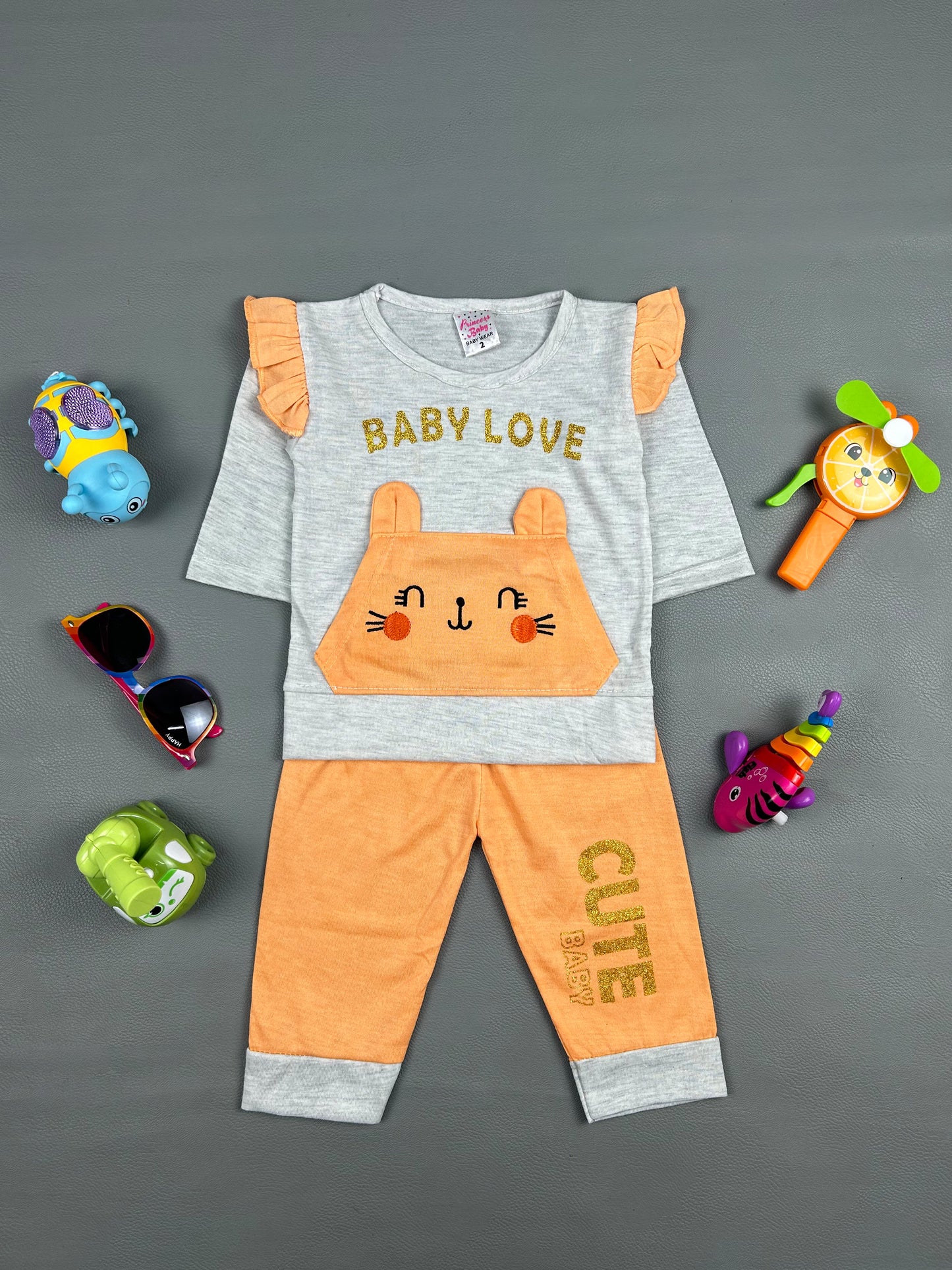 3Mth - 9Mth Love Light Orange Baby Suit For Newborn NBS259